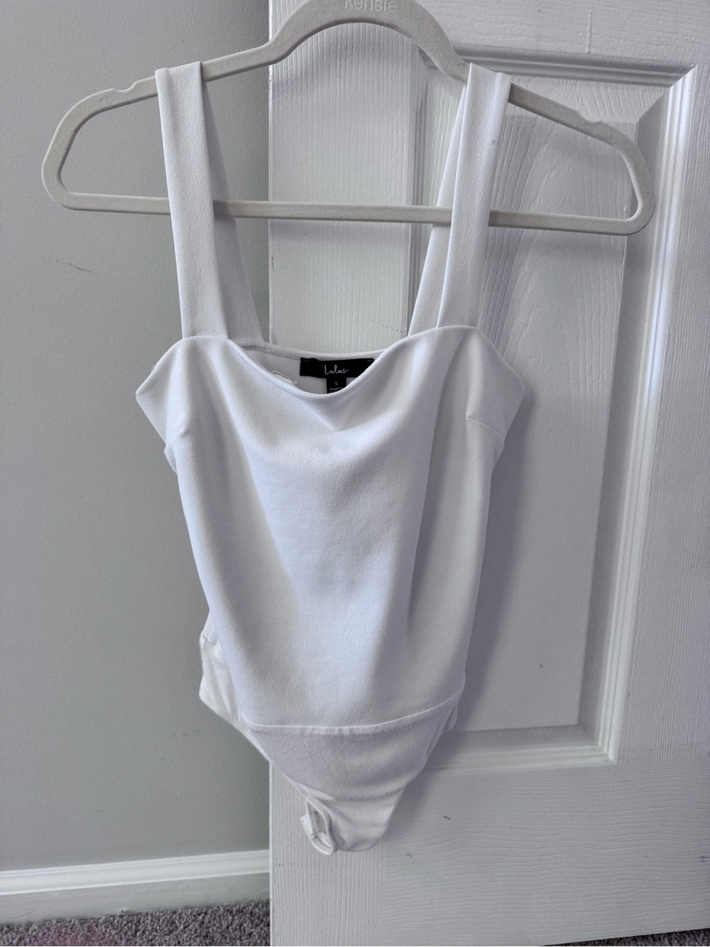Lulu's White Cowl Neck Bodysuit with Wide Straps